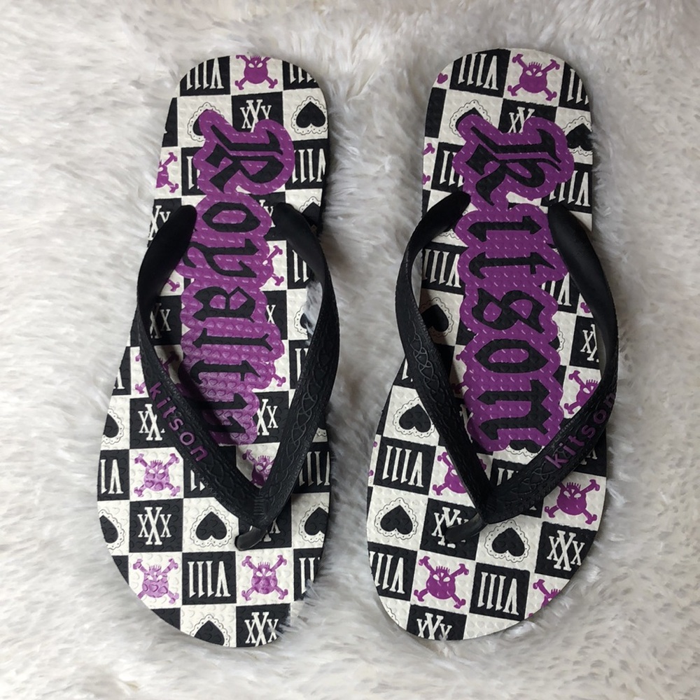 💜🖤 Vintage Kitson LA Flip Flops 🩴 Holiday - Roman Women’s Size 9 🖤💜